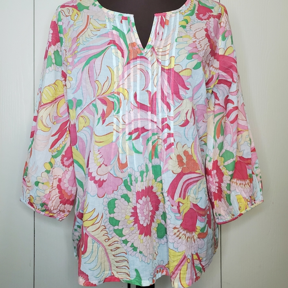 Talbots Womens Pastel SP 3/4 Sleeve blouse